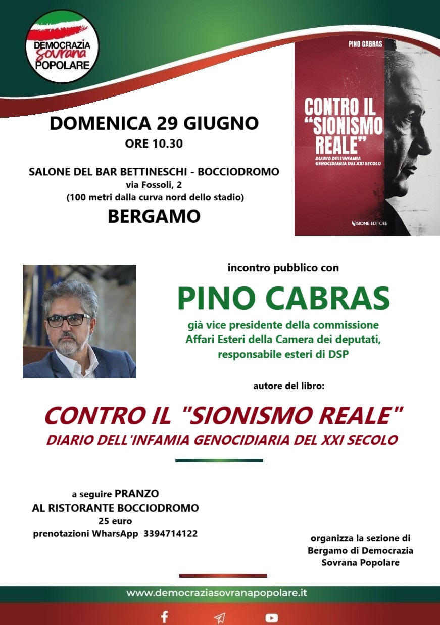 29 GIUGNO: PINO CABRAS A BERGAMO
